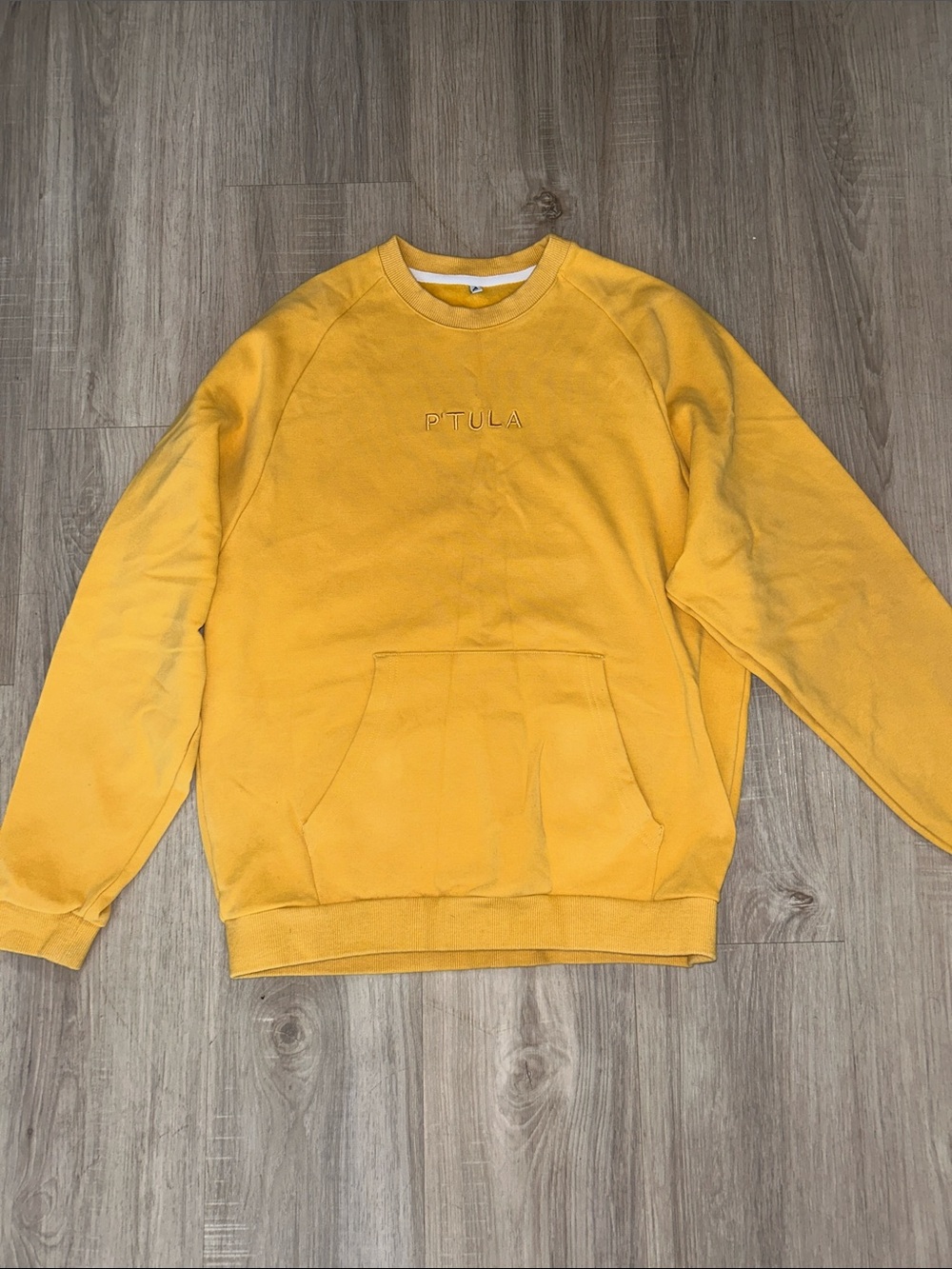P'tula Mustard Yellow Crewneck Pullover Sweatshirt